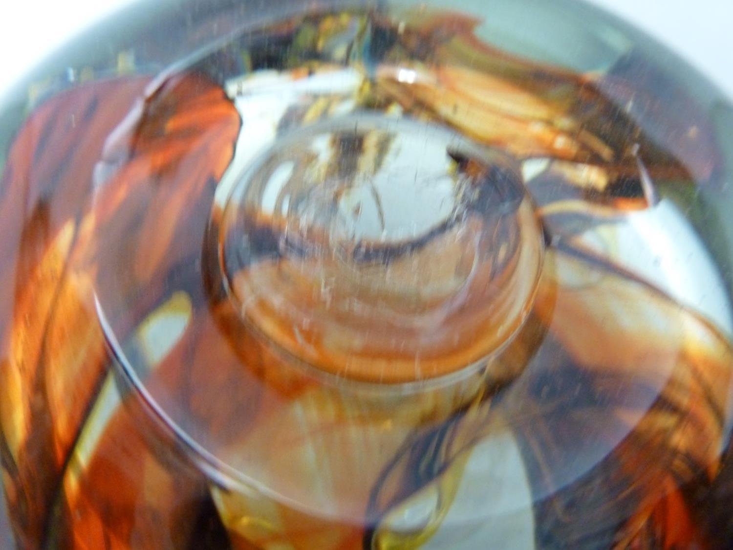 Isle of Wight Glass - an early treacle / tortoiseshell inside out vase, swirled in rich brown, - Image 6 of 9