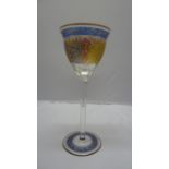 Fritz Heckert, Petersdorf - a Jodhpur pattern hock glass, the bowl cut and enamelled with an Islamic