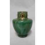 Loetz - a Malachit / Malachite jewelled, gilded and enamelled glass vase, of ovoid form with flat