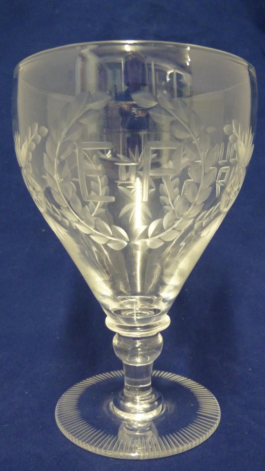 English Glass - a commemorative rummer for the Coronation of Queen Elizabeth II in 1953, engraved