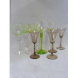Continental Glass - 10 various stem glasses, including four Orrefors sandvik Astrid shape wine