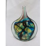Mdina glass - a Cut Ice vase, internally decorated in amethyst blue and yellow with random