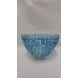 Louise Hawkins for Loco Glass - Forget Me Not, a sand carved reverse cameo bowl, in forget me not