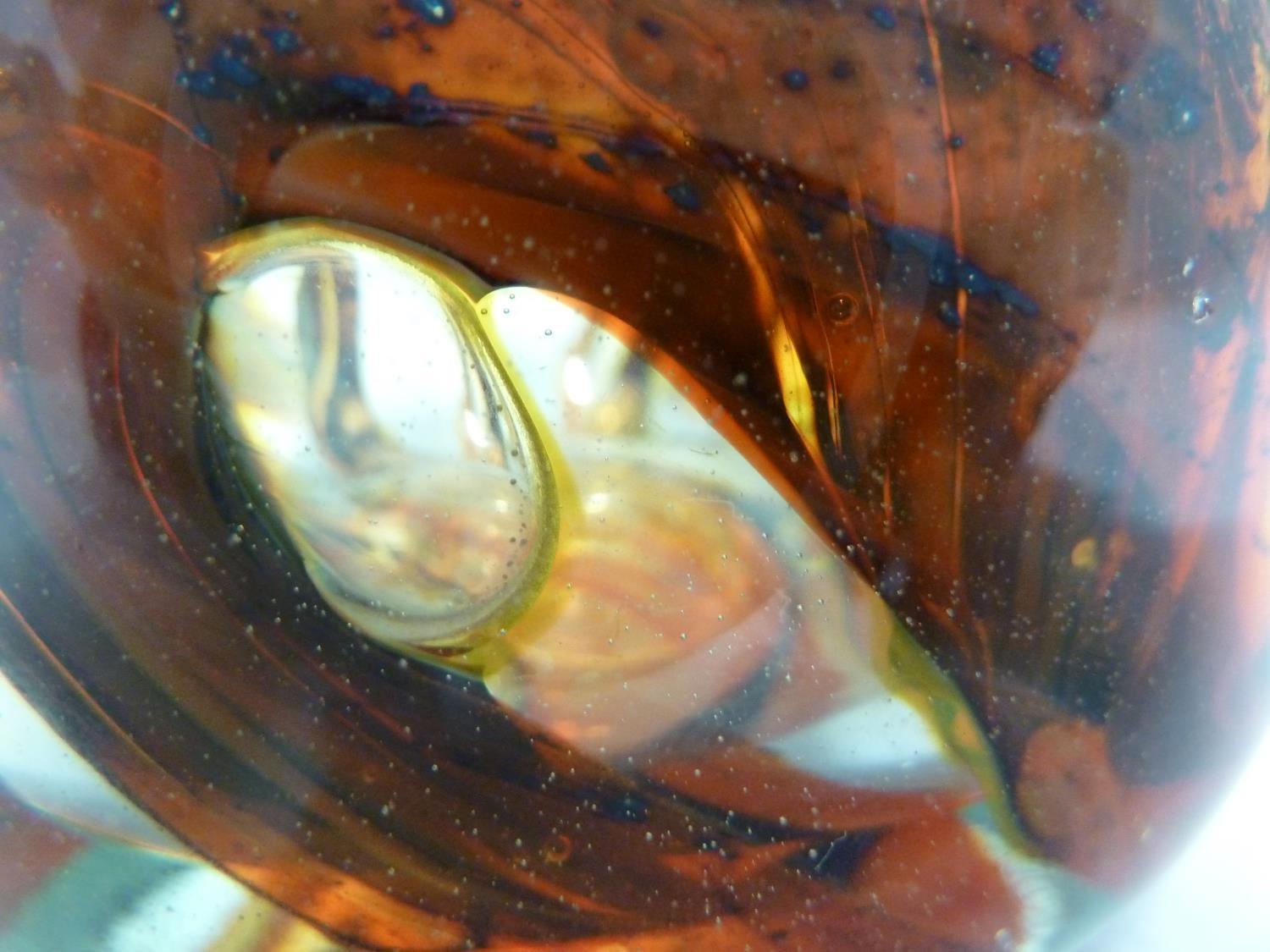 Isle of Wight Glass - an early treacle / tortoiseshell inside out vase, swirled in rich brown, - Image 8 of 9