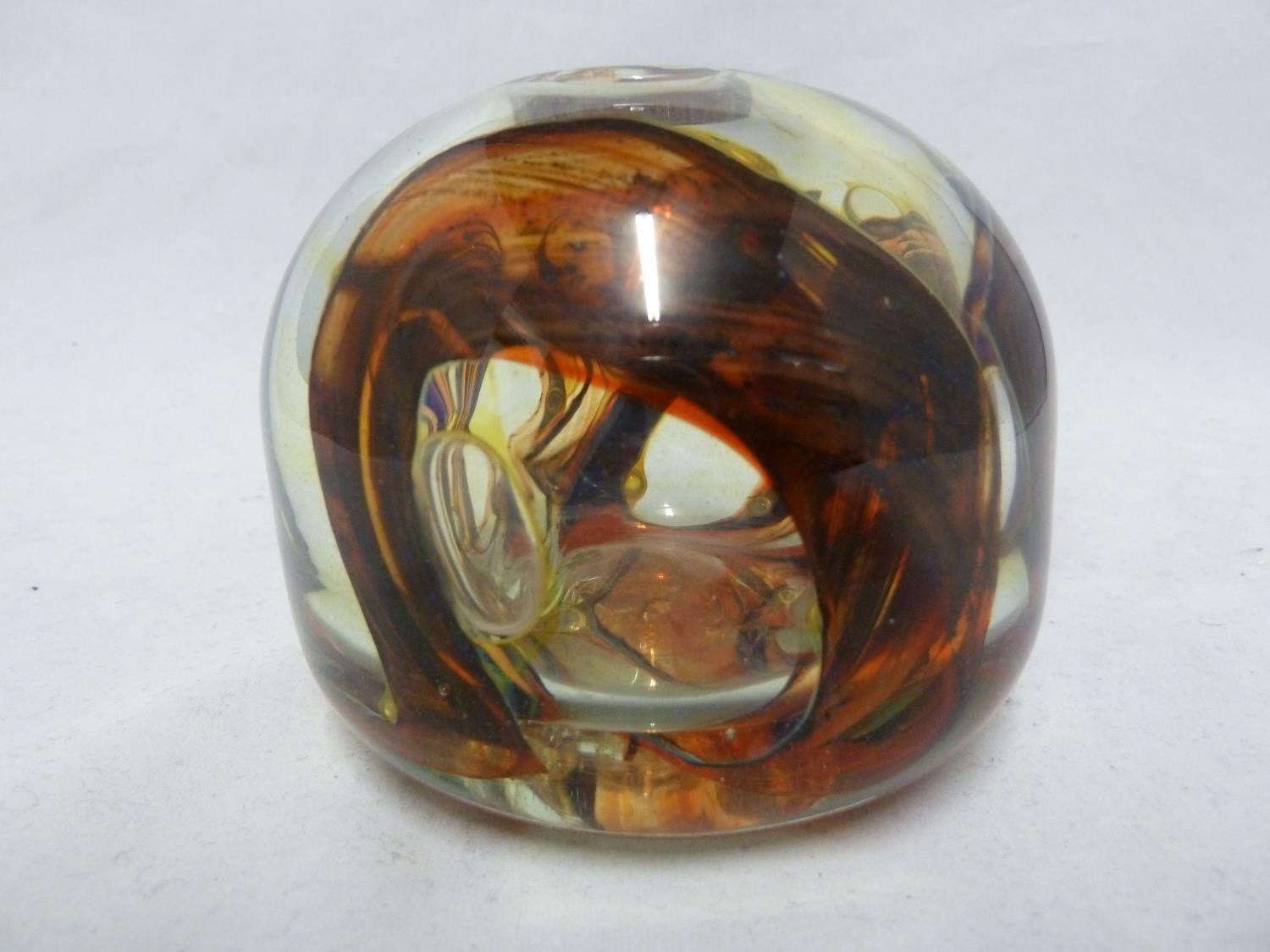 Isle of Wight Glass - an early treacle / tortoiseshell inside out vase, swirled in rich brown, - Image 3 of 9