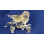 Murano Glass - The Lion of Venice a colourless glass figure with gold inclusions, modelled after the