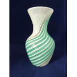 Murano Glass, style of Dino Maartens - a glass vase of turquoise, white and aventurine spiralled