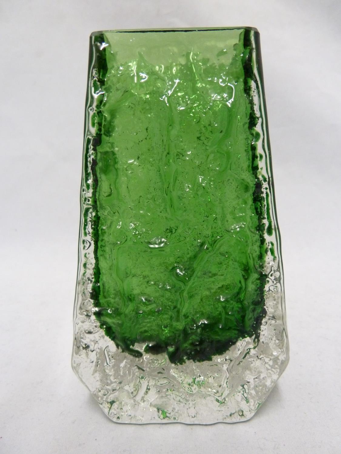 Whitefriars - a Meadow Green glass Coffin form vase, 13cm high - Image 6 of 7