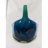 Mdina Glass - Mdina Glass - a large Fish head, deep blue green with random folds, 29.5cm high