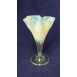 James Powell & Sons, Whitefriars - a blue opal glass vase, of conical form with wavy top on circular