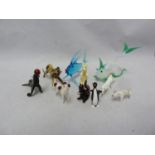 Lampwork Glass - ten glass animals and fish, including dogs, a tiger, squirrel and pig, 10cm max (