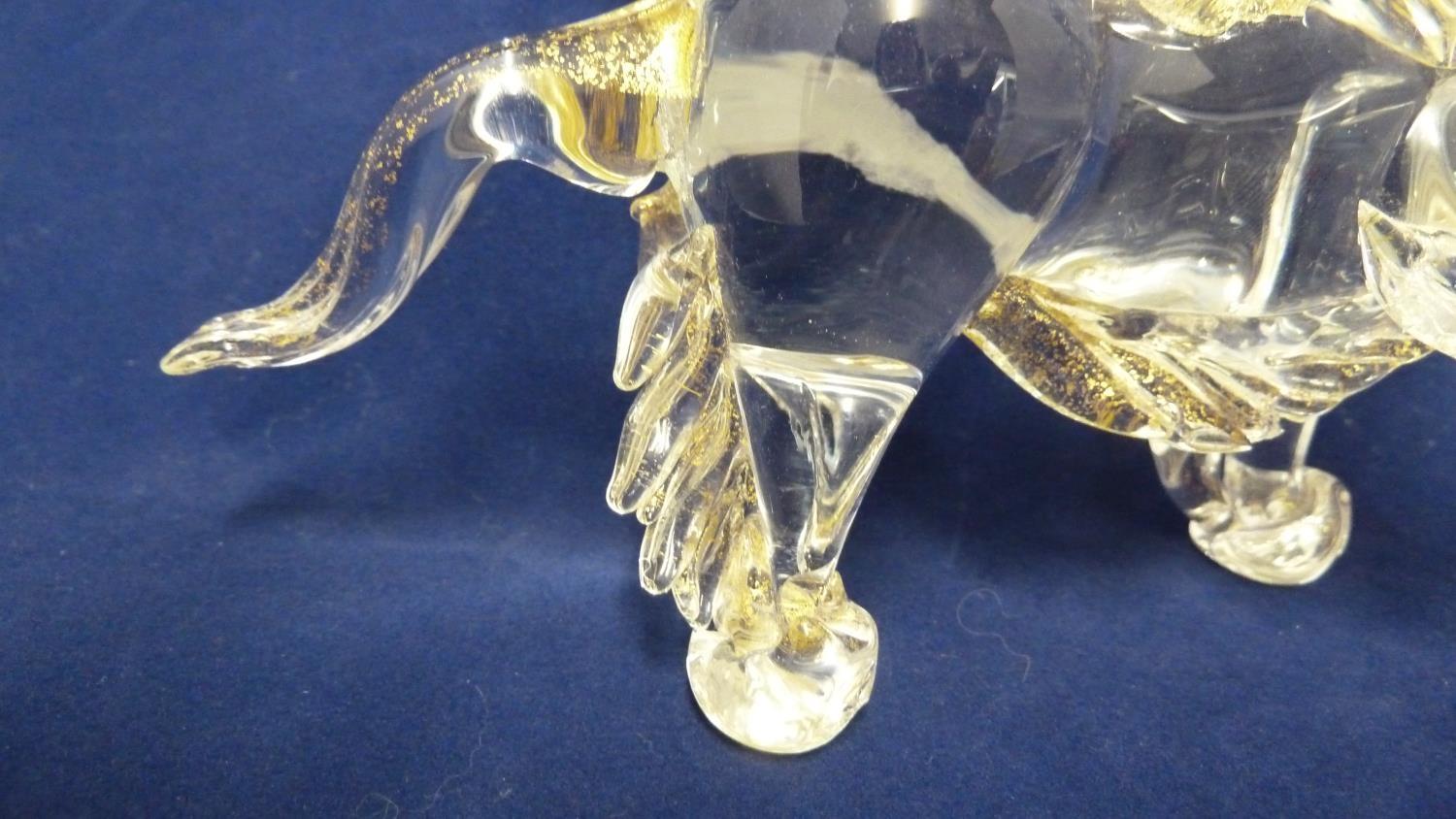 Murano Glass - The Lion of Venice a colourless glass figure with gold inclusions, modelled after the - Image 3 of 5
