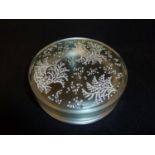 Verlys - a circular glass powder box and cover, the cover decorated with a 'jewelled' seaweed design