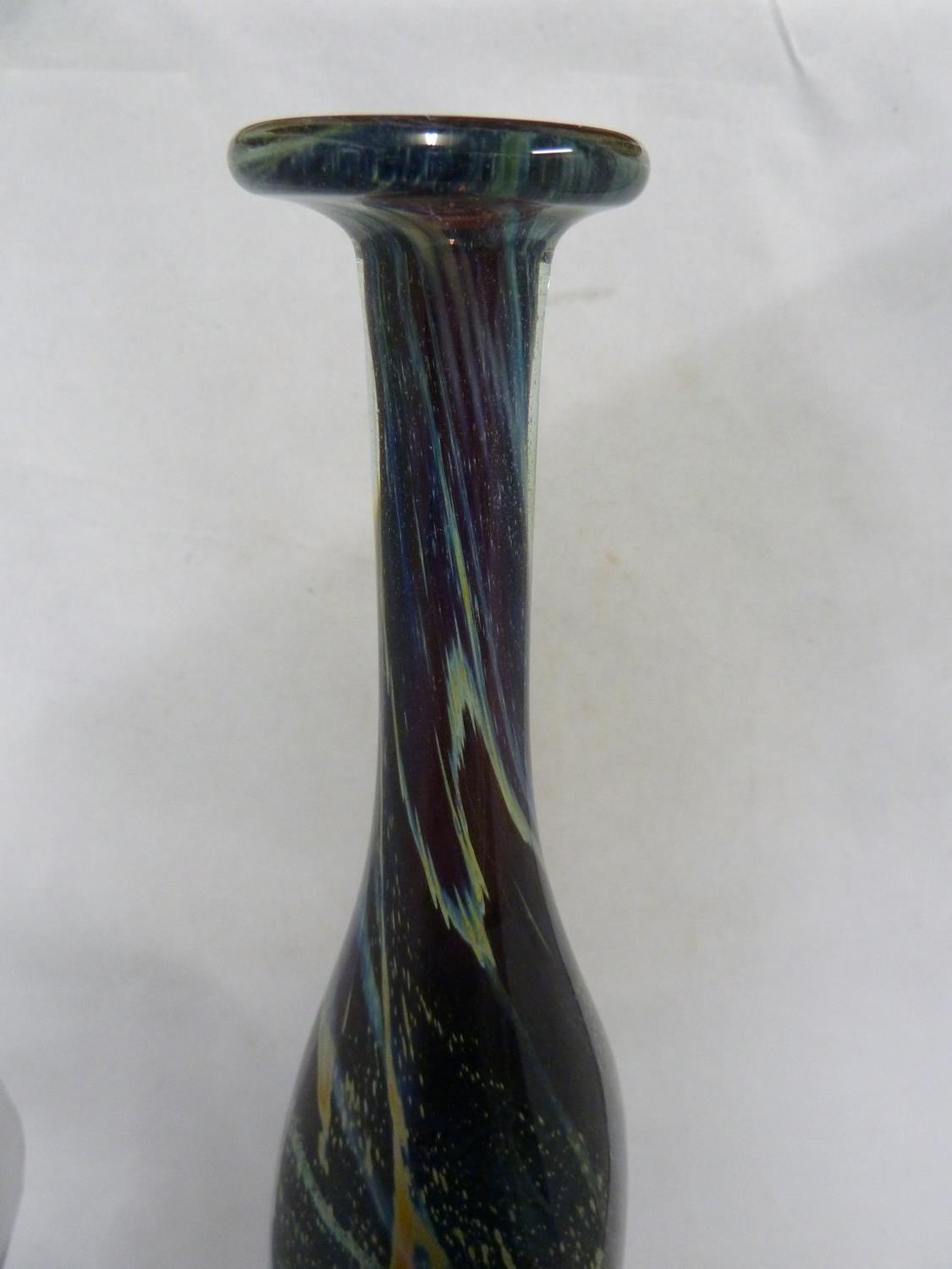 Mdina glass - a large attenuated bottle with random strapping, of amethyst, blue and sand - Image 10 of 11