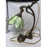 Tiffany Style - A Christopher Wray design glass and bronzed metal lamp, the stained glass shade of