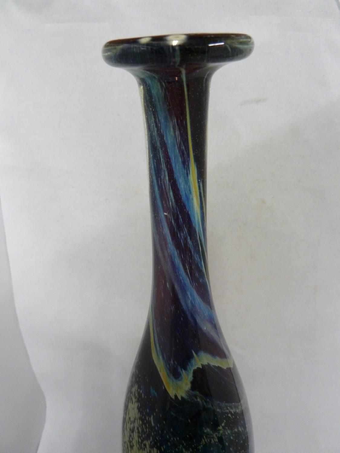 Mdina glass - a large attenuated bottle with random strapping, of amethyst, blue and sand - Image 8 of 11