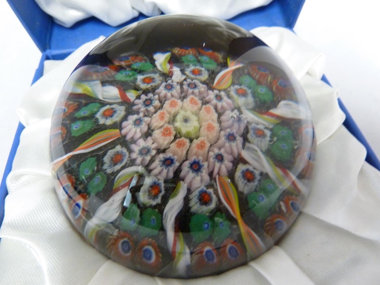 Strathern Glass - a boxed millifiori and barley twist cane glass paperweight; and a Salvador Ysart - Image 3 of 8