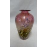 Jonathan Harris - a Wilderness Amethyst glass vase, of baluster form, decorated with millefiore '