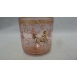 Lobmeyr - a cranberry glass tumbler enamelled and gilded with centaurs within laurel swags, 7.6cm