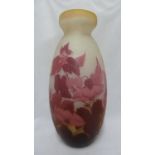 Emile Galle - a large cameo glass vase, of ovoid form, cased in pink tones and cut through to a