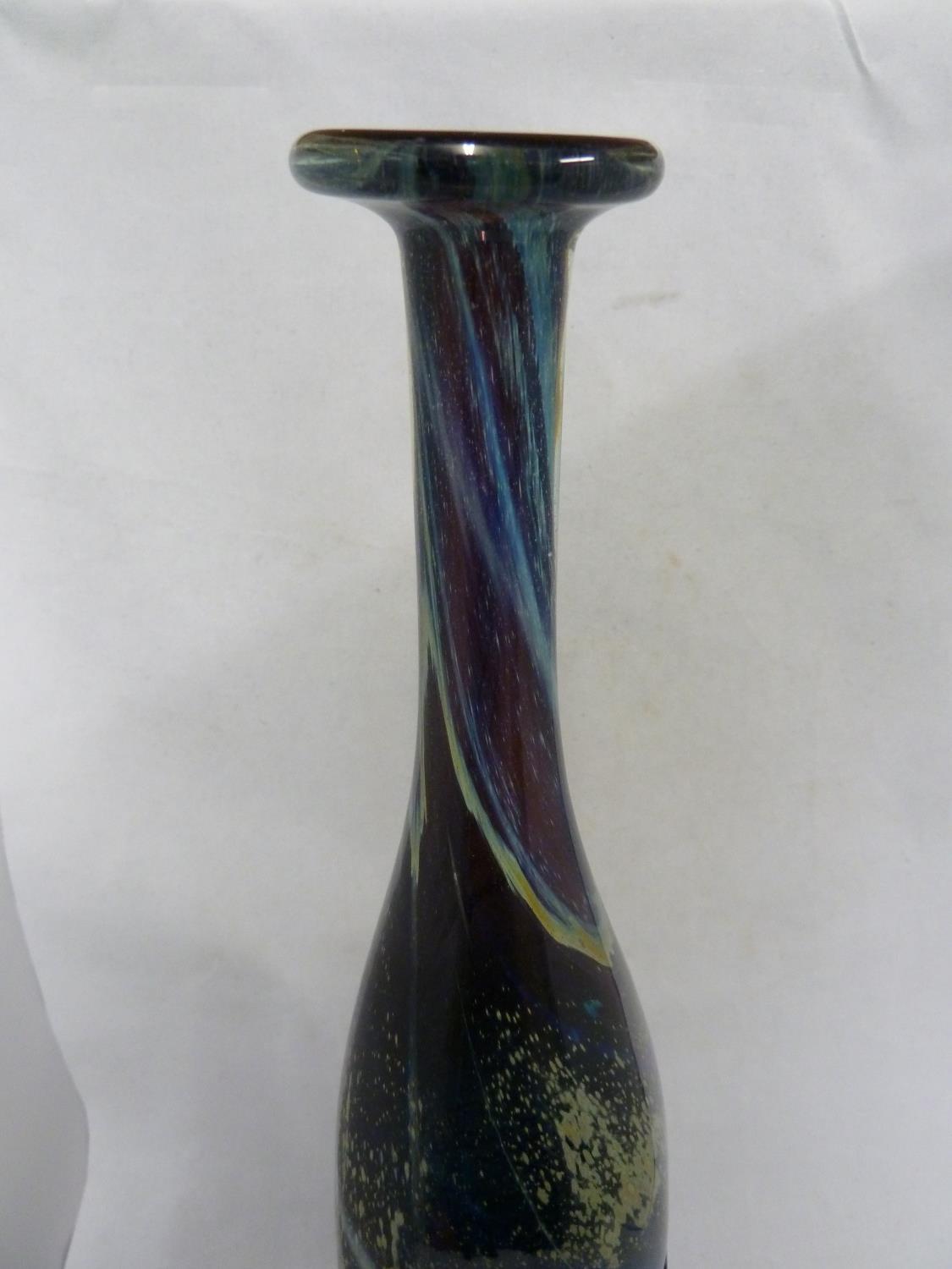 Mdina glass - a large attenuated bottle with random strapping, of amethyst, blue and sand - Image 7 of 11