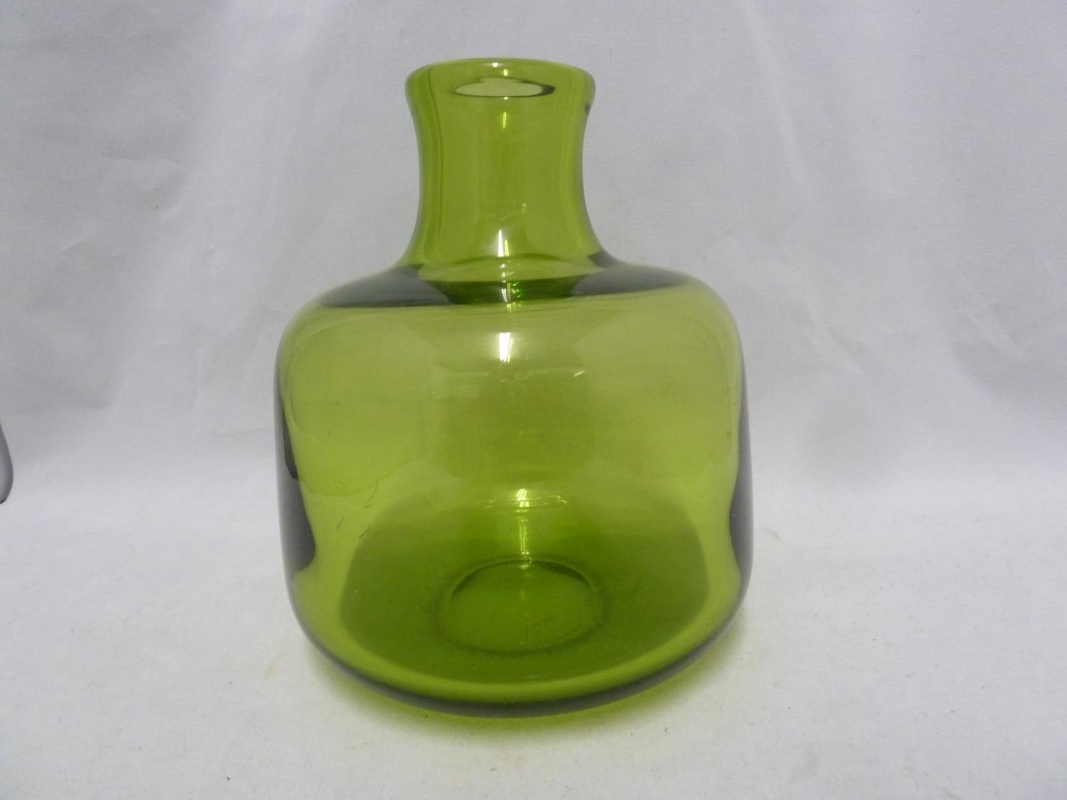 Per Lutkin /Christer Holmgren for Holmegaard - a Majgrøn / May Green glass bottle vase, engraved