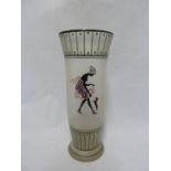 Steinschonau - a Jugendstil glass vase, cylindrical with flare to the rim, enamelled with a young
