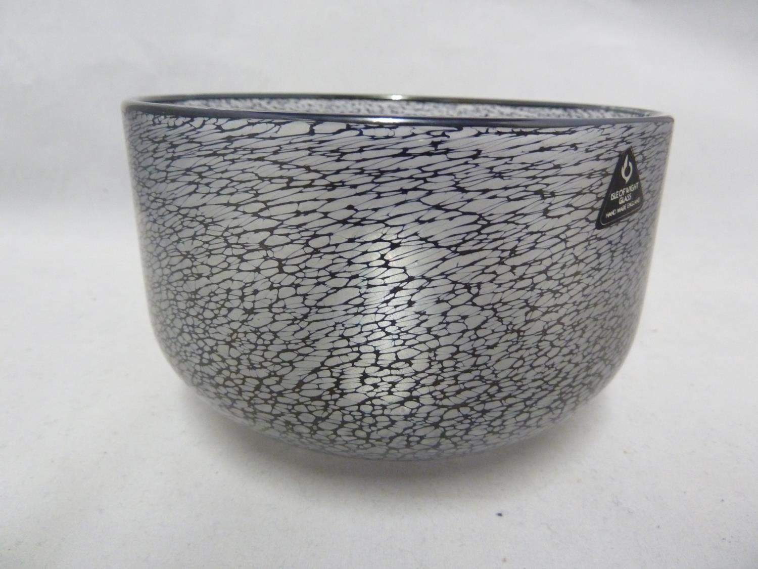 Isle of Wight Glass - Bon Bon range - a large Sherbert Black glass bowl, original label, 14.5cm diam