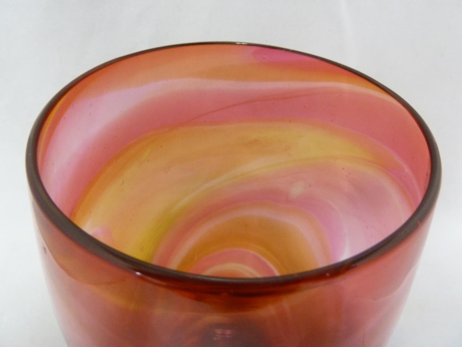 Whitefriars - a 8608 glass vase, unusually in amber and ruby streaky glass, Circa 1930, 22.7cm - Image 3 of 5