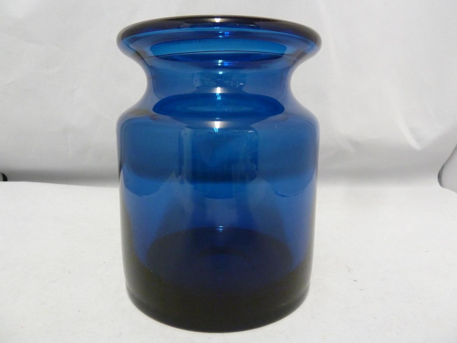 Hovmantorp - three cobalt blue glass vases, of cylindrical form with inverted rims, unmarked, one - Image 8 of 11