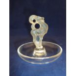 Lalique - a Ram glass cendrier, modelled with a frosted glass figure of a Ram with curled horns to