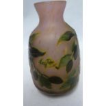 French Glass - a cameo glass vase signed indistinctly La? the yellow and green overlay cut through