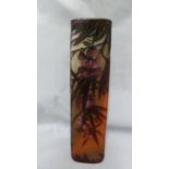 Muller Freres - a cameo glass vase, of square section, cut from rose pink and aubergine to mottled