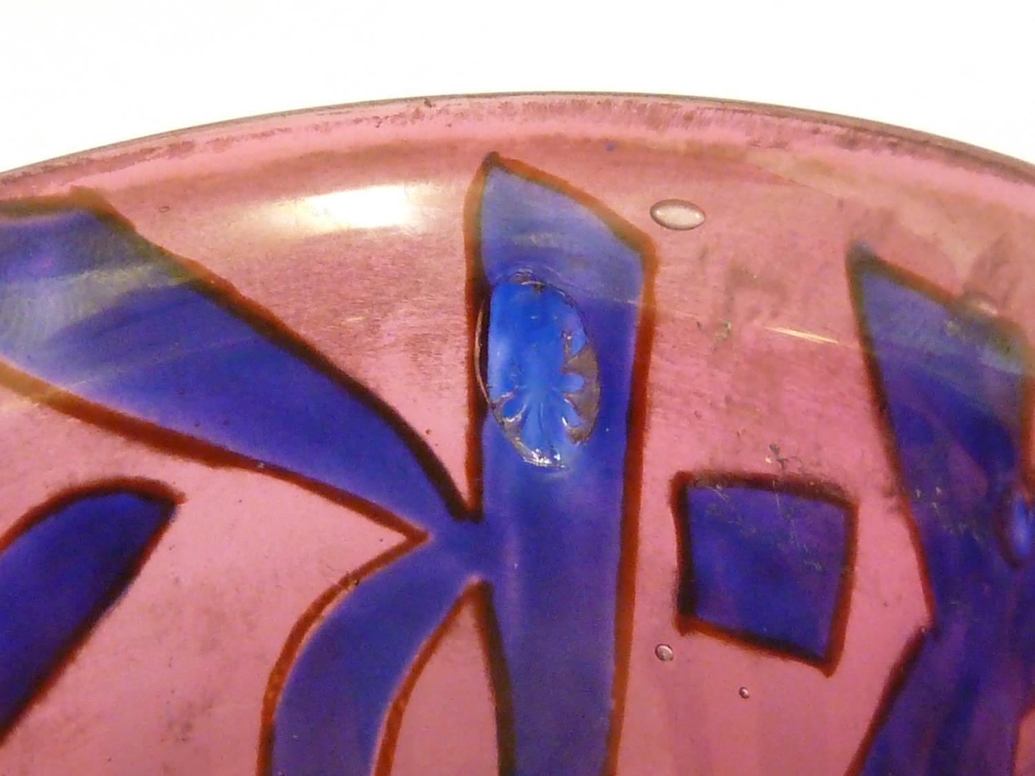 Islamic Glass - a wine cup of ruby colour enamelled with blue script characters outlined in red, - Image 5 of 6