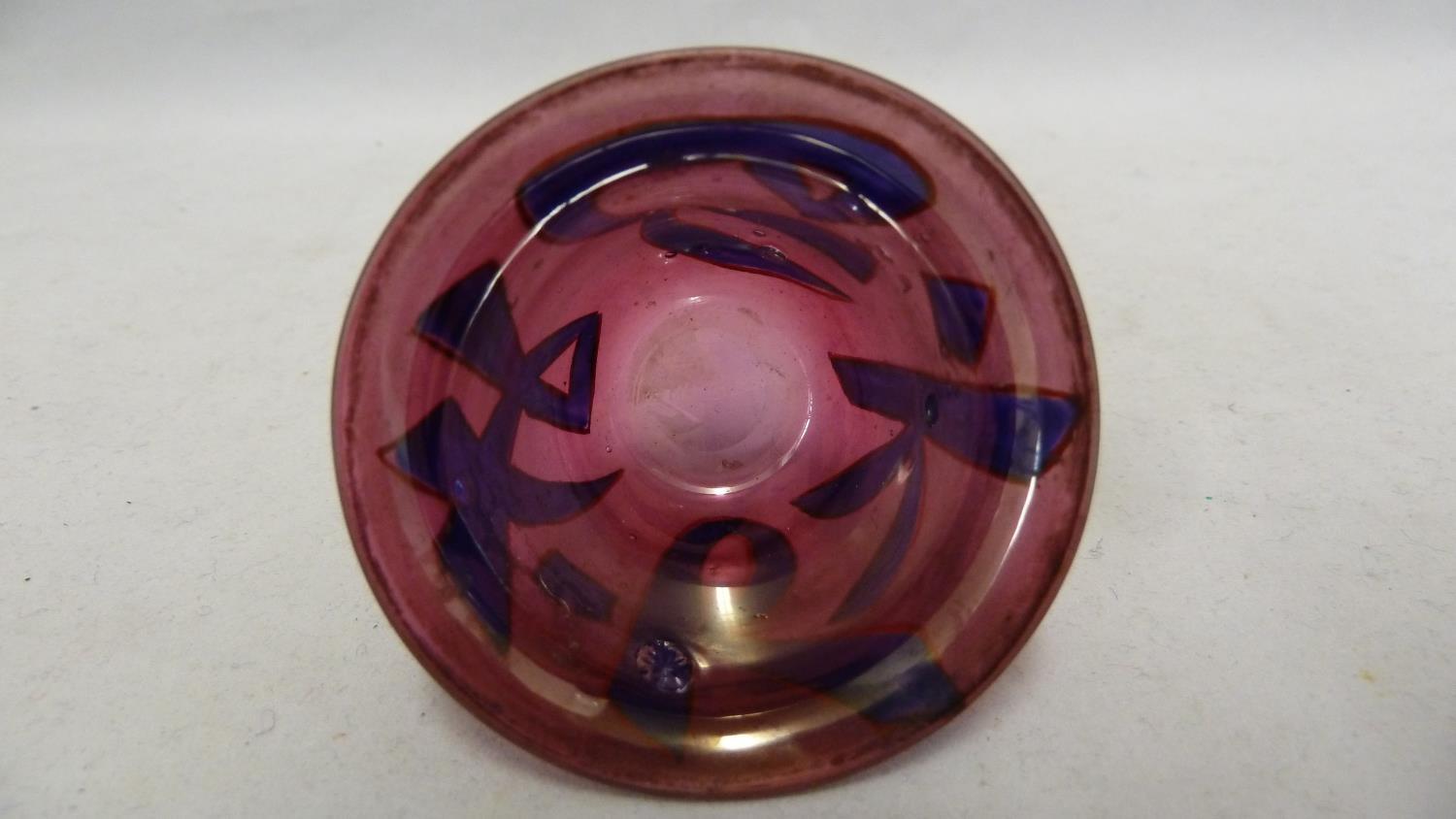 Islamic Glass - a wine cup of ruby colour enamelled with blue script characters outlined in red, - Image 3 of 6