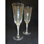 Lalique - two Treves pattern champagne glass flutes, designed 1955 discontinued 2006, Lalique France