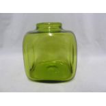 Per Lutkin for Holmegaard - a Majgrøn / May Green glass cuboid vase, engraved Holmgaard and R 18157,