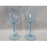 Joseph Hoffmann for Moser - a pair of wine glasses, of dichroic colour changing from sky blue to