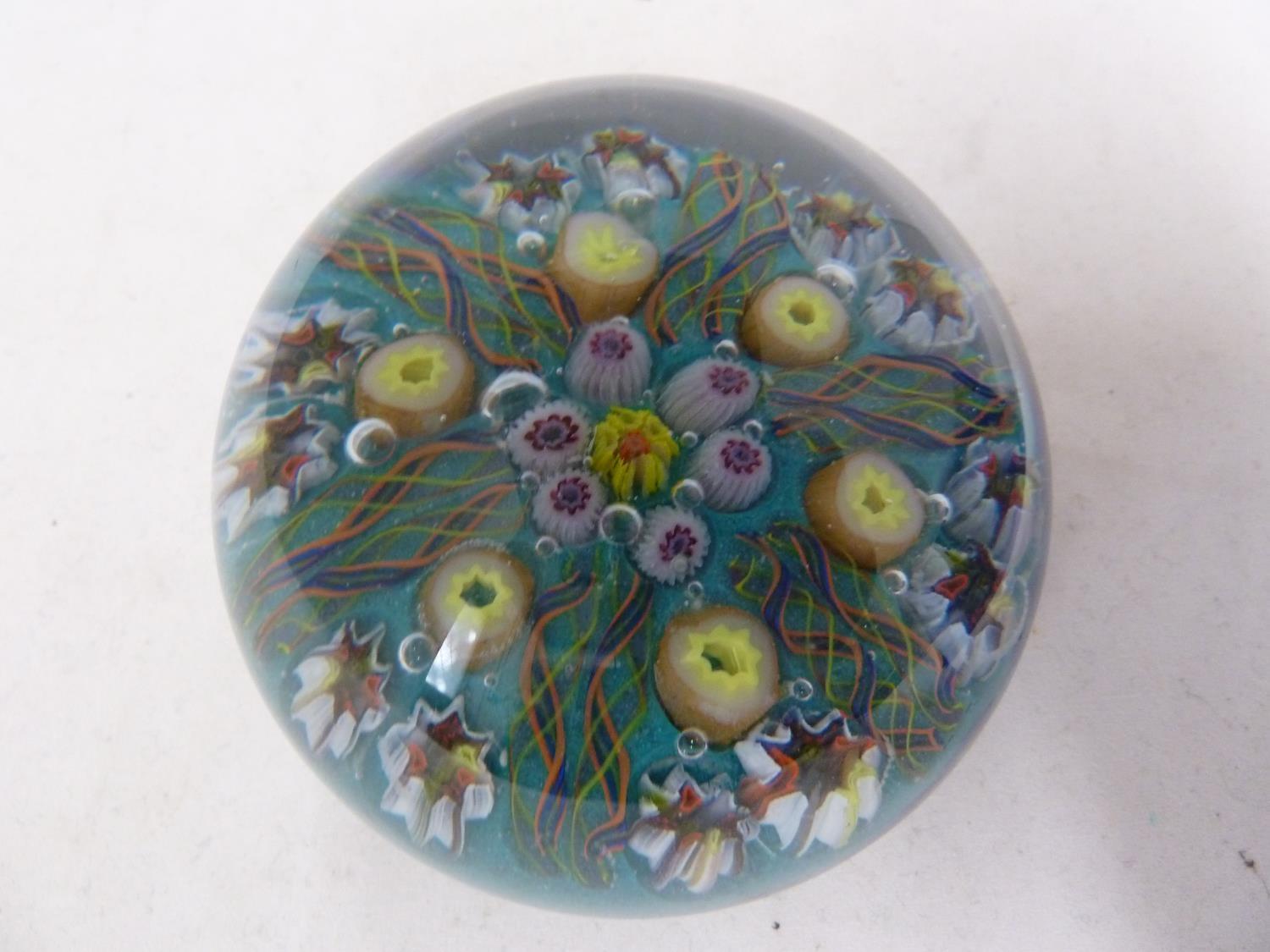 Strathern Glass - a boxed millifiori and barley twist cane glass paperweight; and a Salvador Ysart - Image 6 of 8
