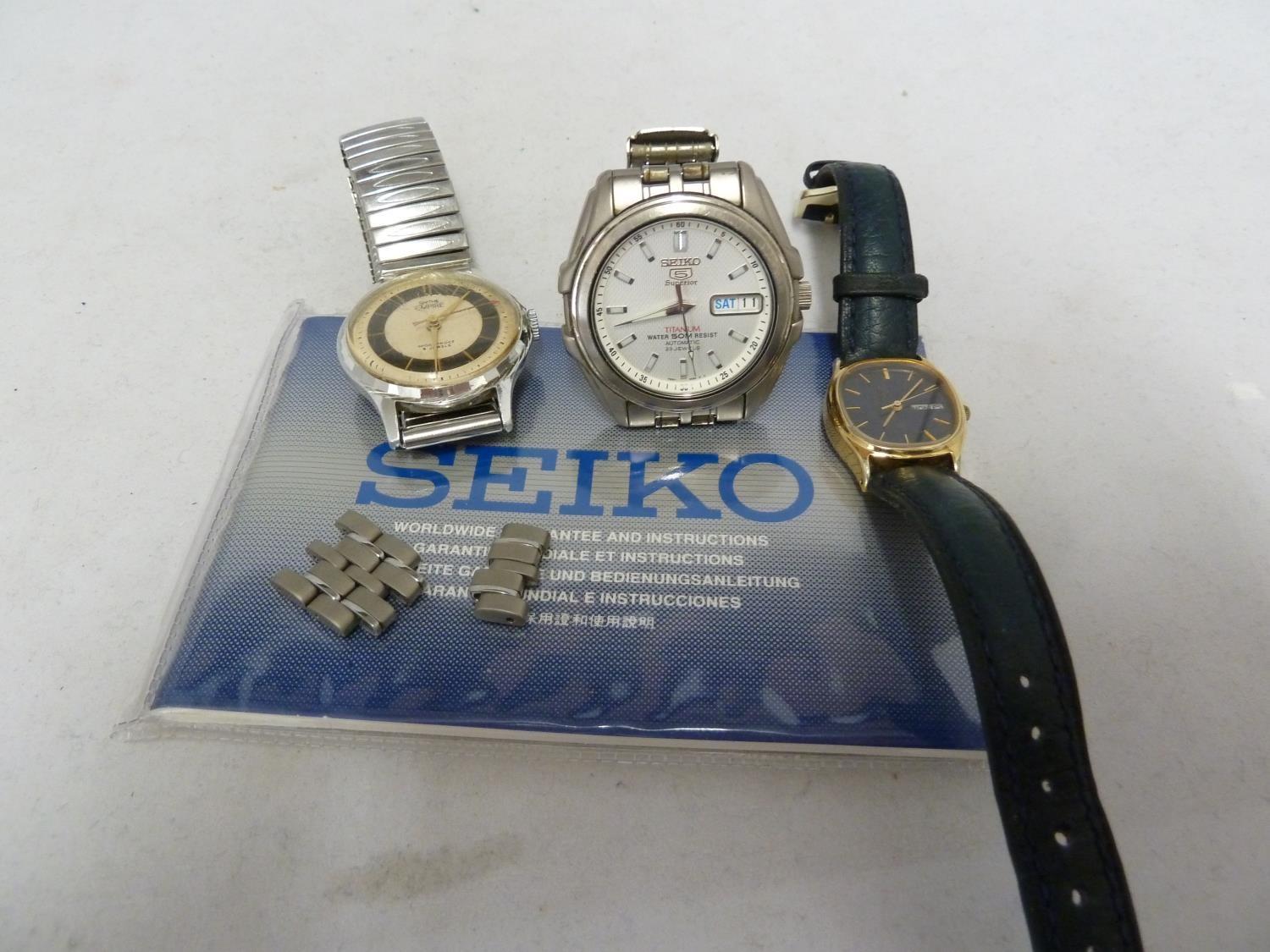 A Seiko 5 superior Titanium Automatic Gentleman's wristwatch, with papers; a Smiths Empire