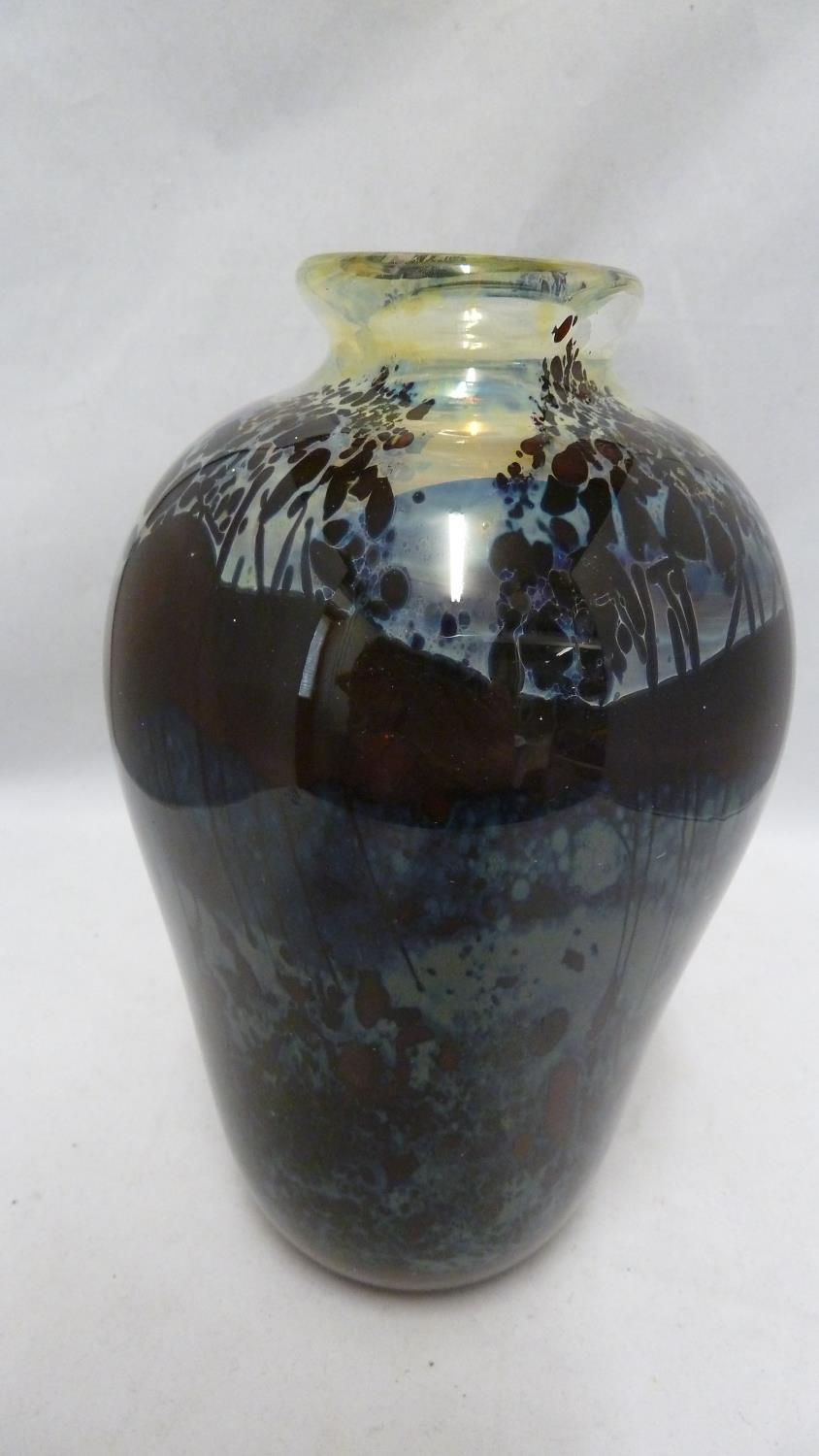 Rich Miller (American) for the Bittersweet Glassworks - a landscape with trees glass vase, marked to - Image 3 of 7