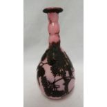 Bendor - a cameo glass vase, the black cameo layer cut through to opaline pink with elder type