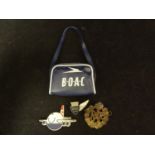 Sindy - Accessory, a BOAC plastic shoulder bag; a British Airways Cadet badge; a Dilbert the Jolly