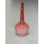 Harrach - a peach blow glass vase of bottle form, the ground graduated from deep rose pink to pale