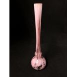 French Glass - Andre Delatte or Schneider, a variegated pink glass Berluze vase, of fine tapering
