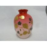 Harrach - a peach blow glass vase of ovoid form, the ground graduated from deep rose pink to pale