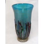 Francesco Ragazzi for Eugenio Ferro & Co - A large glass vase, of blue body with applied