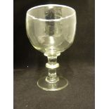 French Glass - A 19th Century oversize glass goblet, the globular bowl applied with an opaque