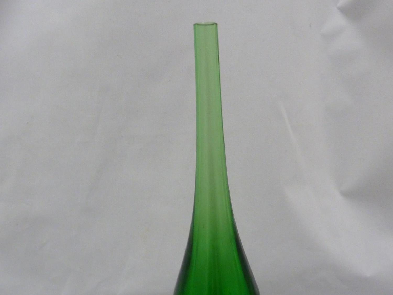 Luciano Gaspari for Salviati - a green glass teardrop vase on sommerso yellow/colourless conical - Image 4 of 6