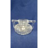 Stevens & Williams - a Rock Crystal two handled vase, the flattened globular body cut with floral